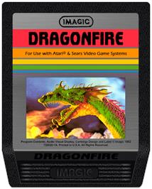 Cartridge artwork for Dragonfire on the Atari 2600.