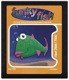Cartridge artwork for Funky Fish on the Atari 2600.