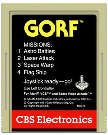 Cartridge artwork for Gorf on the Atari 2600.
