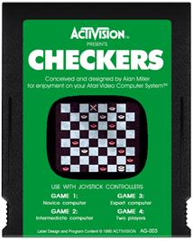 Cartridge artwork for Video Checkers on the Atari 2600.