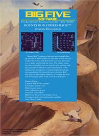 Box back cover for Bounty Bob Strikes Back on the Atari 5200.