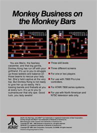 Box back cover for Donkey Kong on the Atari 7800.