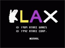 Title screen of Klax on the Atari 7800.