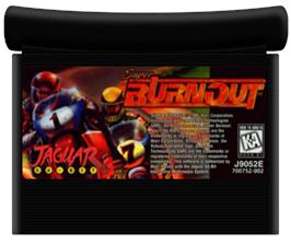Cartridge artwork for Super Burnout on the Atari Jaguar.