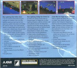 Box back cover for Blue Lightning on the Atari Jaguar CD.