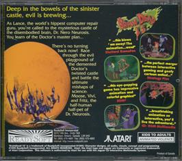 Box back cover for BrainDead 13 on the Atari Jaguar CD.