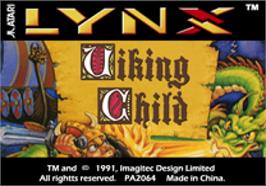 Top of cartridge artwork for Prophecy 1: The Viking Child on the Atari Lynx.