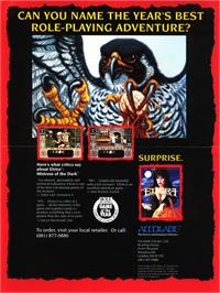 Advert for Elvira: Mistress of the Dark on the Commodore Amiga.
