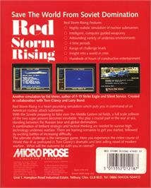 Box back cover for Red Storm Rising on the Atari ST.