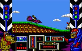 In game image of Wacky Races on the Atari ST.