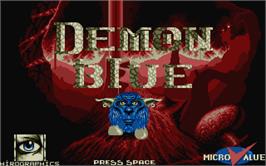 Title screen of Demon Blue on the Atari ST.