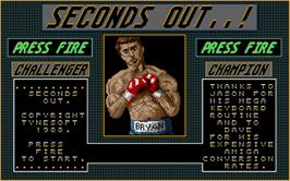Title screen of Seconds Out on the Atari ST.