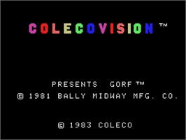 Title screen of Gorf on the Coleco Vision.