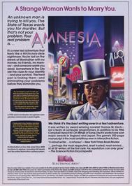 Advert for Amnesia on the Commodore 64.