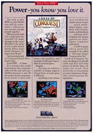 Advert for Lords of Conquest on the Apple II.