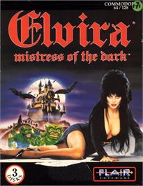 Box cover for Elvira: Mistress of the Dark on the Commodore 64.
