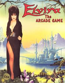 Box cover for Elvira: The Arcade Game on the Commodore 64.