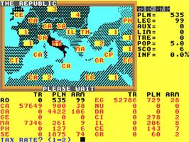 In game image of Annals of Rome on the Commodore 64.