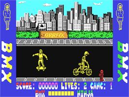 In game image of BMX Ninja on the Commodore 64.