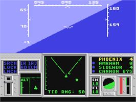 In game image of F-14 Tomcat on the Commodore 64.