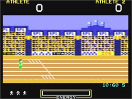 In game image of Hunchback at the Olympics on the Commodore 64.