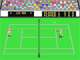 In game image of International Tennis on the Commodore 64.