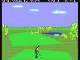 In game image of Nick Faldo's Championship Golf on the Commodore 64.