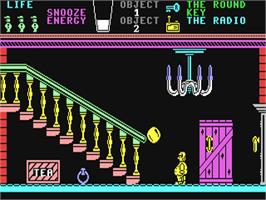 In game image of Pyjamarama on the Commodore 64.