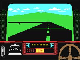 In game image of Rally Driver on the Commodore 64.