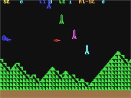 In game image of Scramble on the Commodore 64.