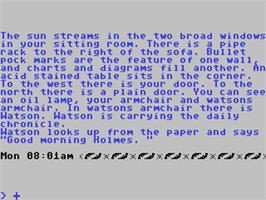 In game image of Sherlock: The Riddle of the Crown Jewels on the Commodore 64.