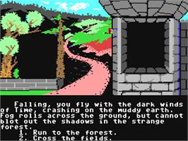 In game image of The Cave of Time on the Commodore 64.