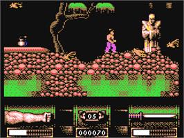 In game image of The First Samurai on the Commodore 64.