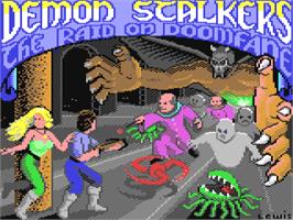 Title screen of Demon Stalkers on the Commodore 64.