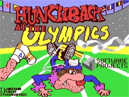 Title screen of Hunchback at the Olympics on the Commodore 64.