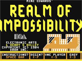 Title screen of Realm of Impossibility on the Commodore 64.