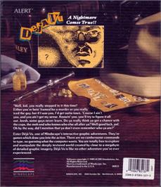 Box back cover for Deja Vu: A Nightmare Comes True on the Commodore Amiga.