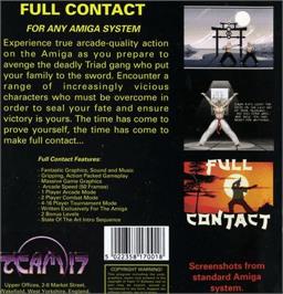 Box back cover for Full Contact on the Commodore Amiga.