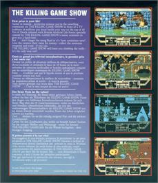 Box back cover for Killing Game Show on the Commodore Amiga.