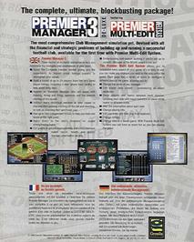 Box back cover for Premier Manager 3 on the Commodore Amiga.