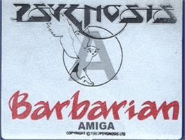 Top of cartridge artwork for Barbarian on the Commodore Amiga.
