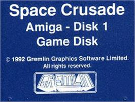 Top of cartridge artwork for Space Crusade: The Voyage Beyond on the Commodore Amiga.