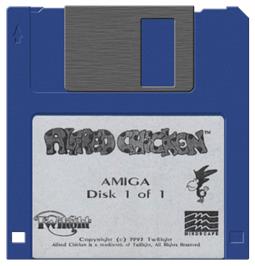 Artwork on the Disc for Alfred Chicken on the Commodore Amiga.