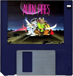 Artwork on the Disc for Alien Fires: 2199 AD on the Commodore Amiga.