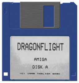 Artwork on the Disc for Dragonflight on the Commodore Amiga.