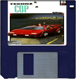 Artwork on the Disc for Techno Cop on the Commodore Amiga.