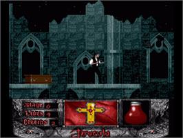 In game image of Bram Stoker's Dracula on the Commodore Amiga.