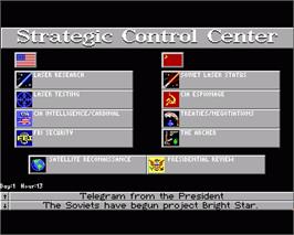 In game image of Cardinal of the Kremlin on the Commodore Amiga.