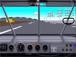 In game image of Days of Thunder on the Commodore Amiga.