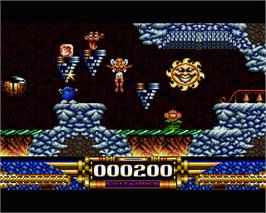 In game image of Demon Blue on the Commodore Amiga.